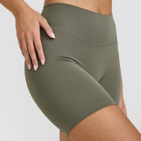 SoftMotionâ„¢ Cycling Shorts 8" with White Logo | Alpine Green