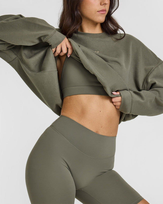 SoftMotionâ„¢ Cycling Shorts 8" with White Logo | Alpine Green