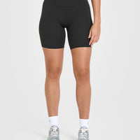 SoftMotionâ„¢ Cycling Shorts 8" with White Logo | Soft Black
