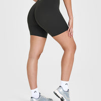 SoftMotionâ„¢ Cycling Shorts 8" with White Logo | Soft Black