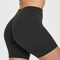 SoftMotionâ„¢ Cycling Shorts 8" with White Logo | Soft Black