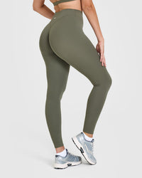 SoftMotionâ„¢ Leggings with White Logo | Alpine Green