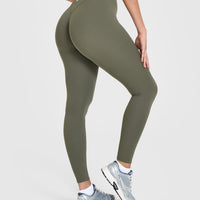 SoftMotionâ„¢ Leggings with White Logo | Alpine Green