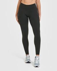 SoftMotionâ„¢ Leggings with White Logo | Soft Black