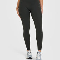 SoftMotionâ„¢ Leggings with White Logo | Soft Black