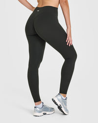SoftMotionâ„¢ Leggings with White Logo | Soft Black