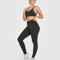 SoftMotionâ„¢ Leggings with White Logo | Soft Black