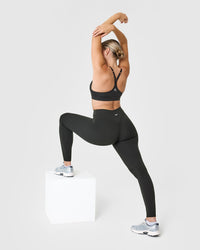 SoftMotionâ„¢ Leggings with White Logo | Soft Black