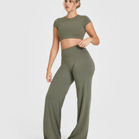 SoftMotionâ„¢ Straight Leg Bottoms with White Logo | Alpine Green