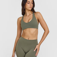 SoftMotionâ„¢ Bralette with White Logo | Alpine Green