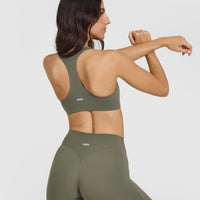 SoftMotionâ„¢ Bralette with White Logo | Alpine Green