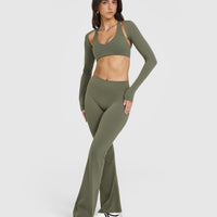 SoftMotionâ„¢ Bralette with White Logo | Alpine Green