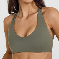 SoftMotionâ„¢ Bralette with White Logo | Alpine Green