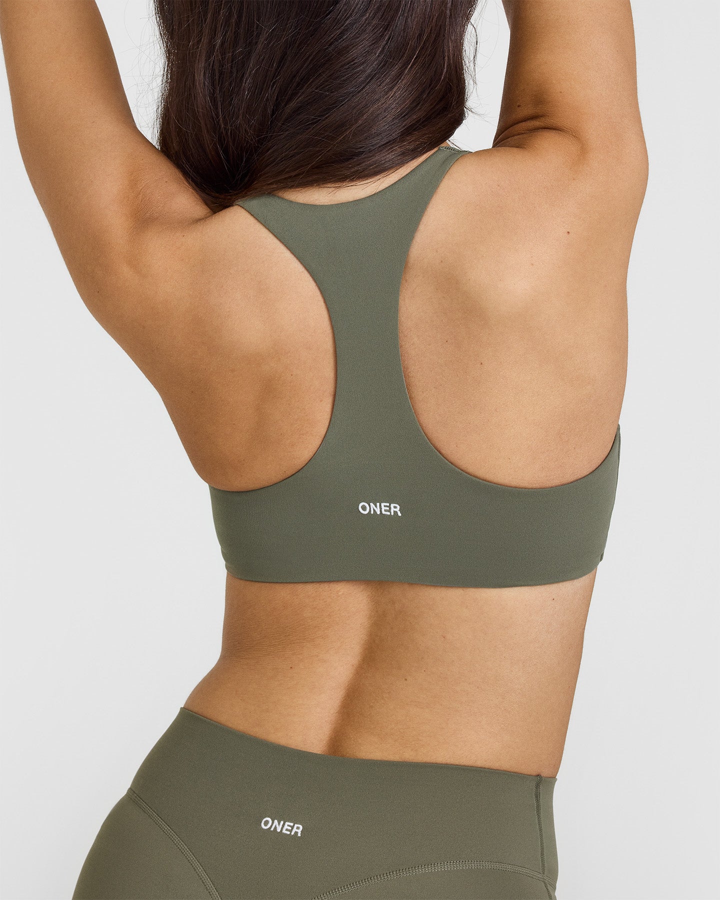 SoftMotionâ„¢ Bralette with White Logo | Alpine Green