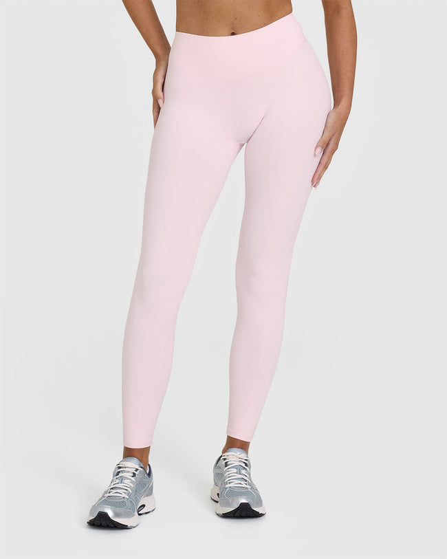 SoftMotionâ„¢ Leggings with White Logo | Ballet Pink