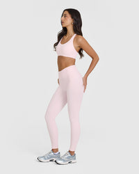 SoftMotionâ„¢ Leggings with White Logo | Ballet Pink