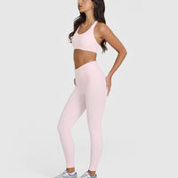SoftMotionâ„¢ Leggings with White Logo | Ballet Pink