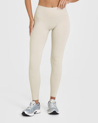 SoftMotionâ„¢ Leggings with White Logo | Sand