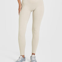 SoftMotionâ„¢ Leggings with White Logo | Sand