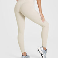SoftMotionâ„¢ Leggings with White Logo | Sand