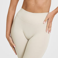 SoftMotionâ„¢ Leggings with White Logo | Sand