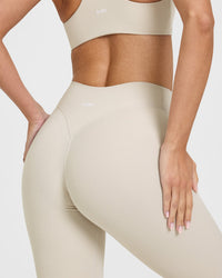 SoftMotionâ„¢ Leggings with White Logo | Sand