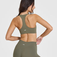 SoftMotionâ„¢ Sports Bra with White Logo | Alpine Green