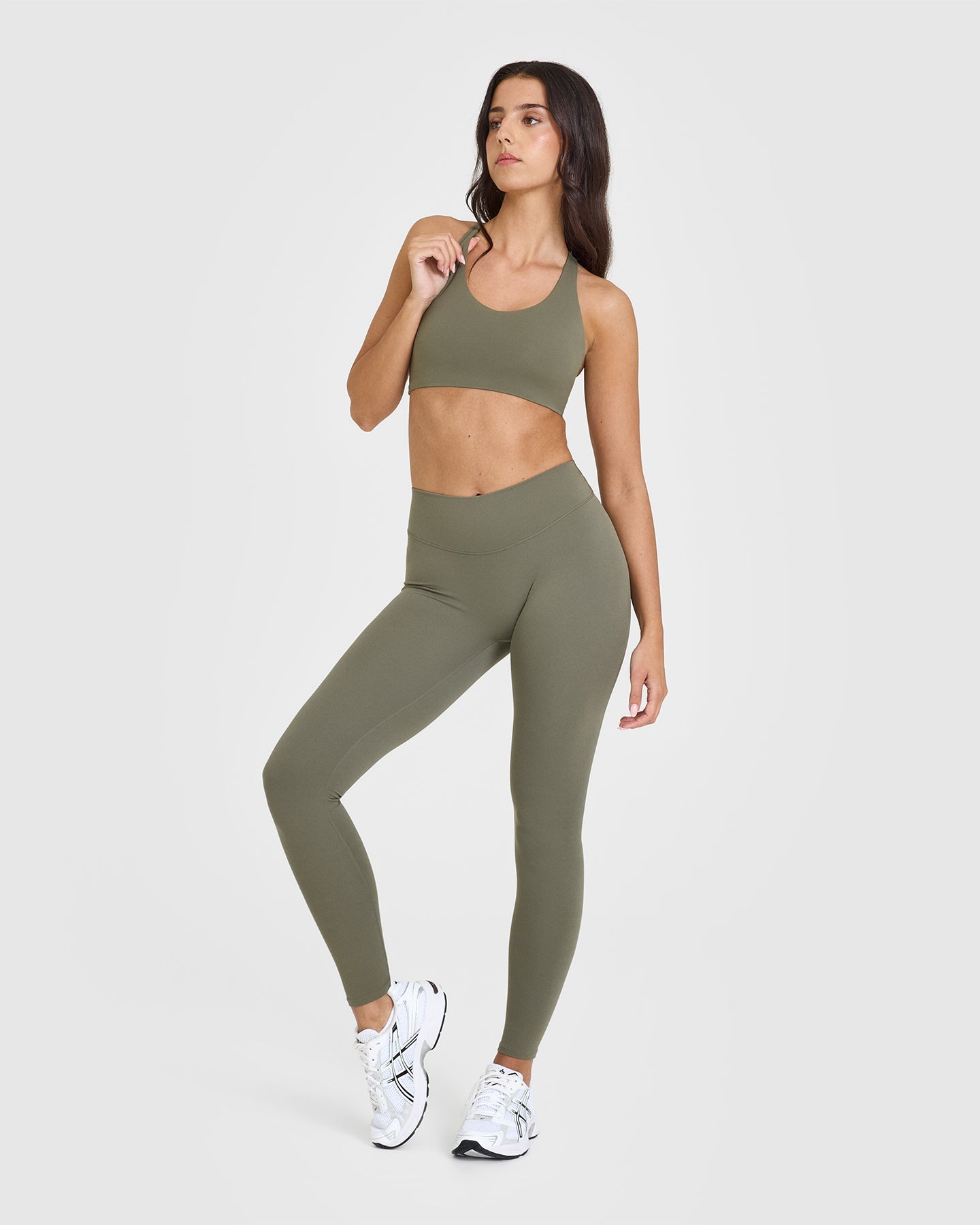 SoftMotionâ„¢ Sports Bra with White Logo | Alpine Green