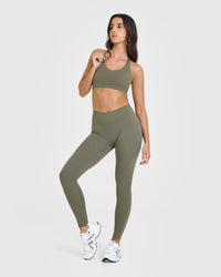 SoftMotionâ„¢ Sports Bra with White Logo | Alpine Green