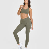 SoftMotionâ„¢ Sports Bra with White Logo | Alpine Green