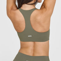 SoftMotionâ„¢ Sports Bra with White Logo | Alpine Green