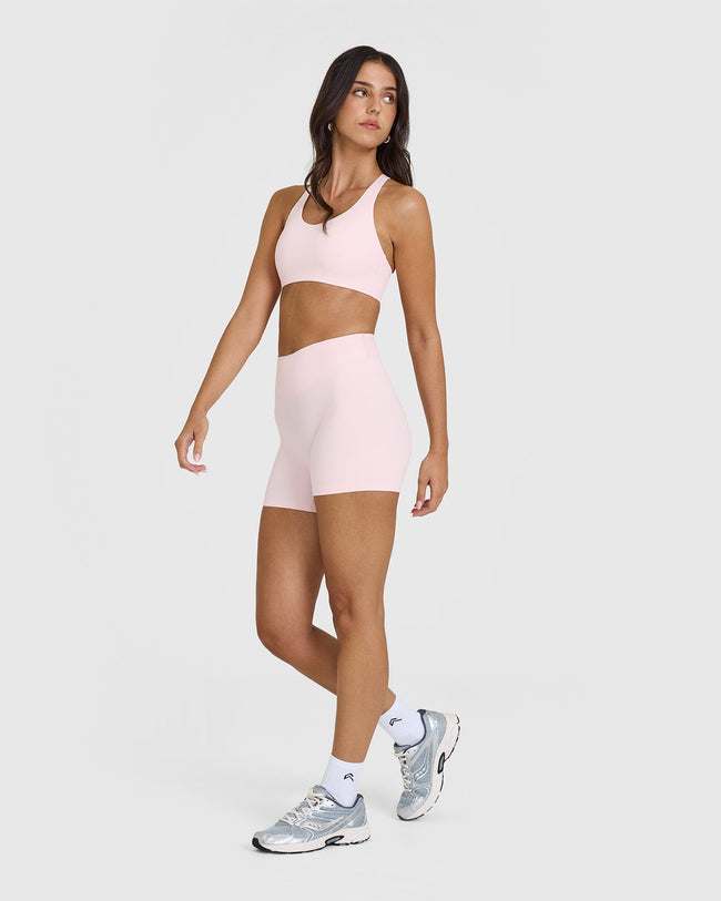 SoftMotionâ„¢ Shorts 6" with White Logo | Ballet Pink