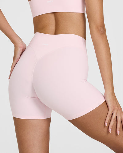 SoftMotionâ„¢ Shorts 6" with White Logo | Ballet Pink