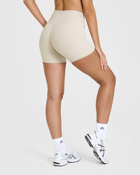 SoftMotionâ„¢ Shorts 6" with White Logo | Sand