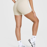 SoftMotionâ„¢ Shorts 6" with White Logo | Sand