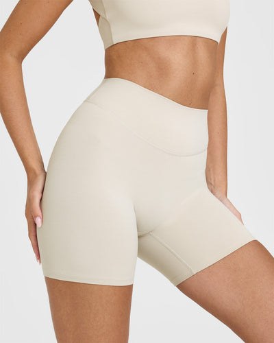 SoftMotionâ„¢ Shorts 6" with White Logo | Sand