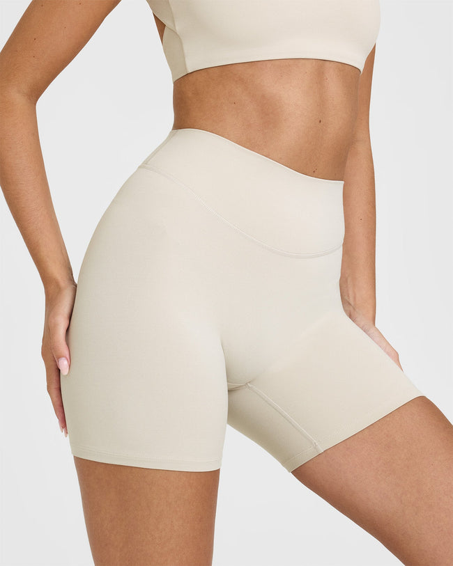 SoftMotionâ„¢ Shorts 6" with White Logo | Sand