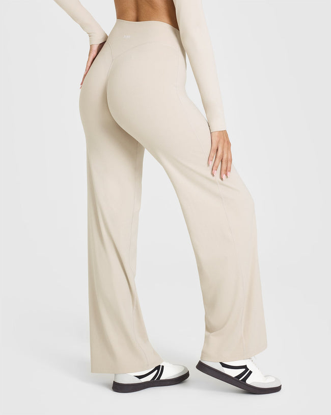 SoftMotionâ„¢ Straight Leg Bottoms with White Logo | Sand