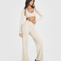 SoftMotionâ„¢ Straight Leg Bottoms with White Logo | Sand