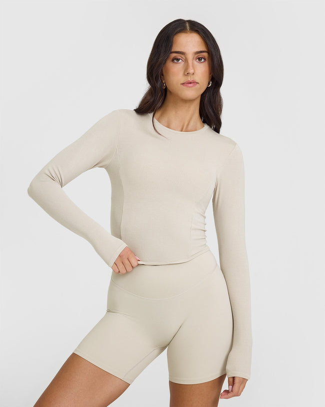 Mellow™ Rib Mid Long Sleeve Top | Sand