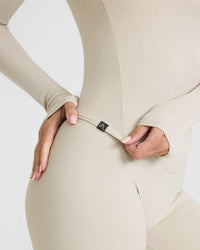 Mellow™ Rib Mid Long Sleeve Top | Sand