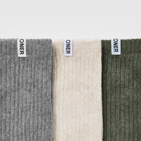 Slouchy Socks 3 Pack | Alpine Green/Sand/Grey