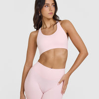 SoftMotionâ„¢ Sports Bra with White Logo | Ballet Pink