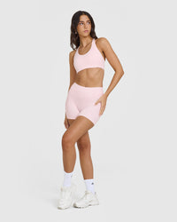 SoftMotionâ„¢ Sports Bra with White Logo | Ballet Pink