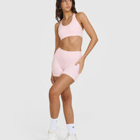 SoftMotionâ„¢ Sports Bra with White Logo | Ballet Pink