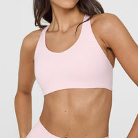 SoftMotionâ„¢ Sports Bra with White Logo | Ballet Pink