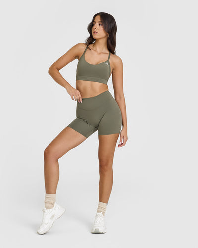 SoftMotionâ„¢ Shorts 6" with White Logo | Alpine Green