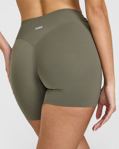 SoftMotionâ„¢ Shorts 6" with White Logo | Alpine Green