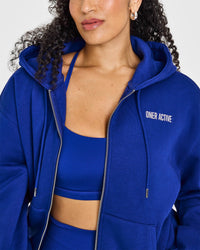 Foundations Zip Through Hoodie With Printed Graphic | Strong Blue
