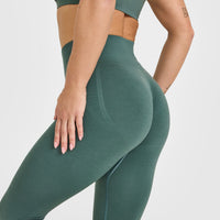 Effortless Seamless Leggings with White Logo | Iced Green